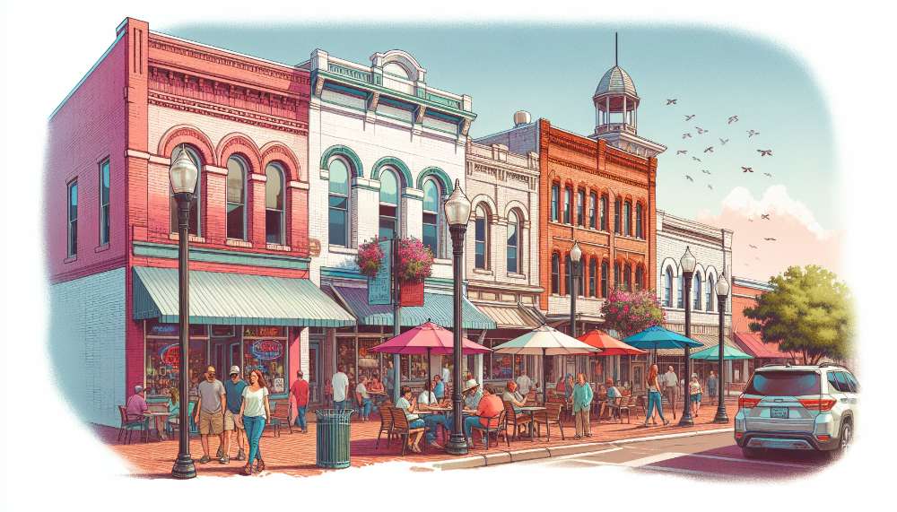 A vibrant street scene in Texas City