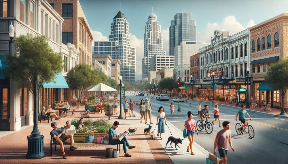 A vibrant street scene in Texas