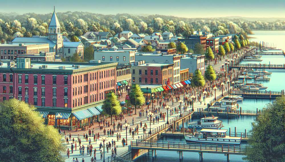 A vibrant street scene in Raintree Island