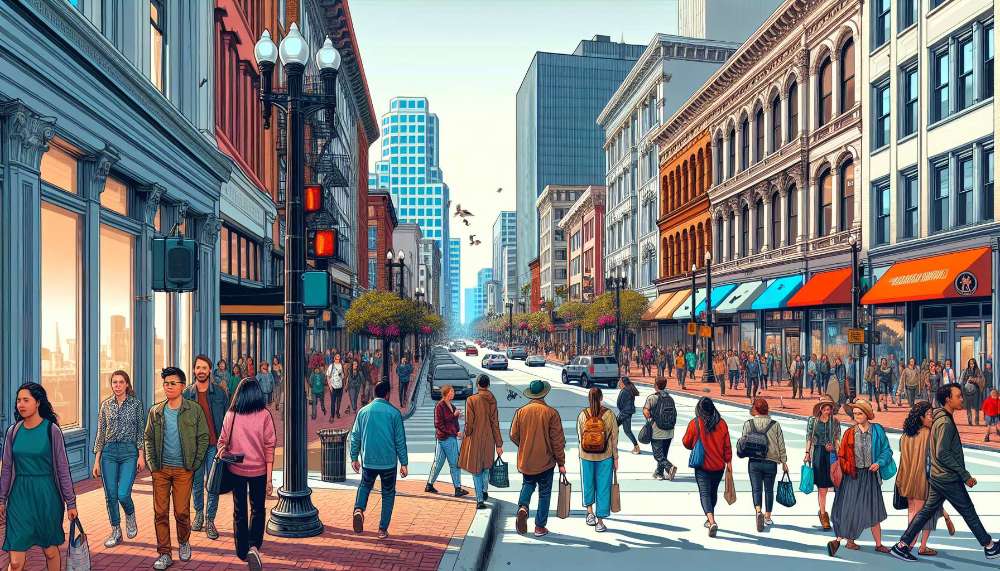 A vibrant street scene in North of the Panhandle