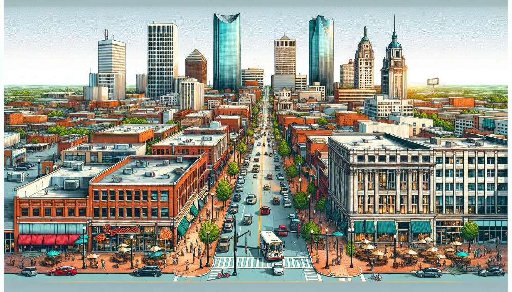 A vibrant street scene in Oklahoma