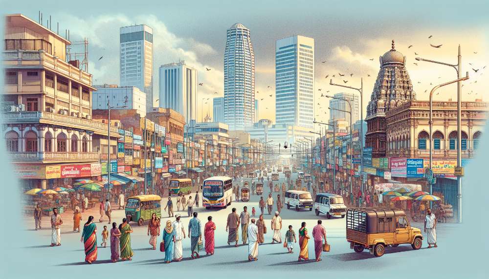 A vibrant street scene in Chennai