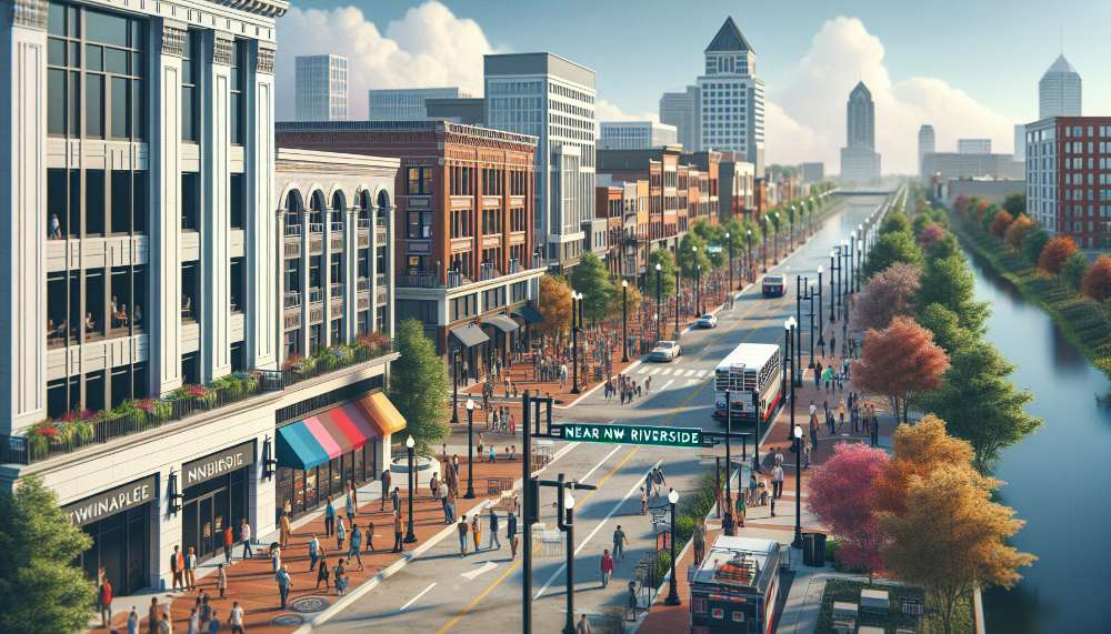 A vibrant street scene in Near NW - Riverside