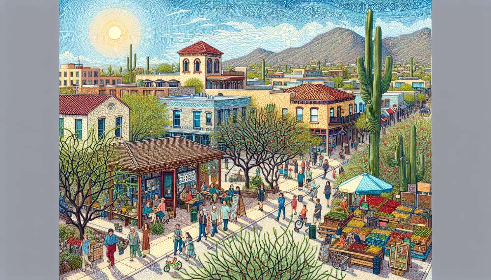 A vibrant street scene in Rincon Heights