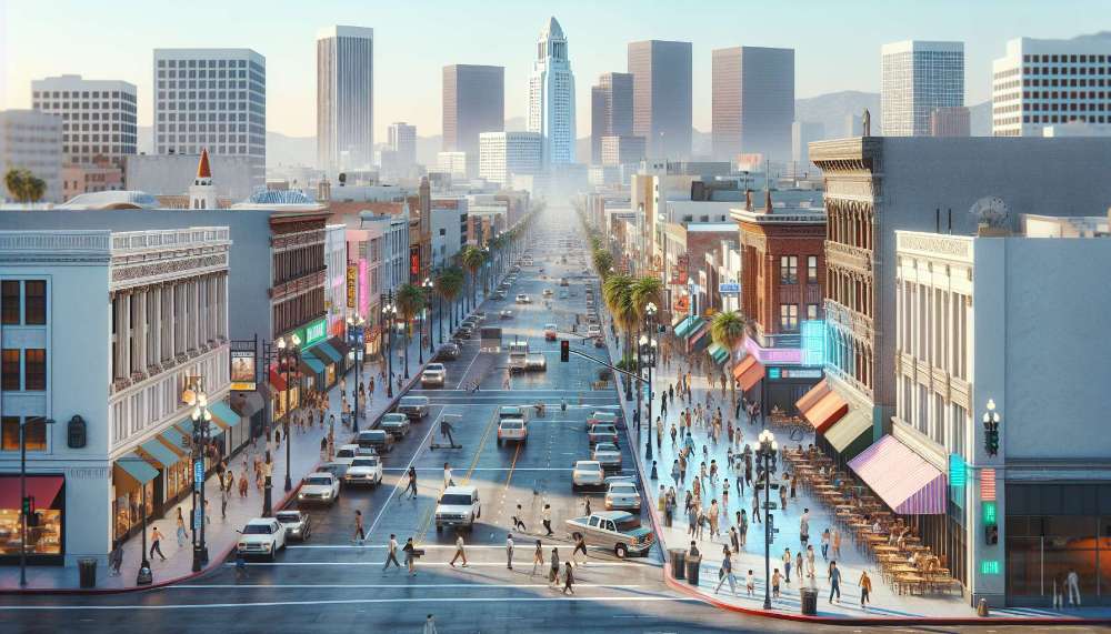 A vibrant street scene in Central LA