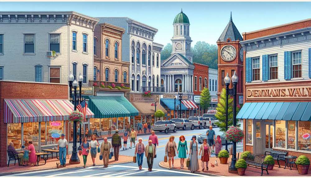 A vibrant street scene in Dawsonville