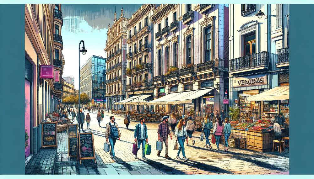 A vibrant street scene in Huesca