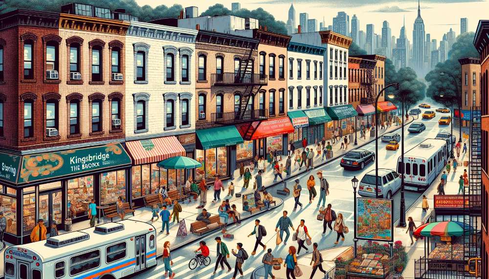 A vibrant street scene in Kingsbridge