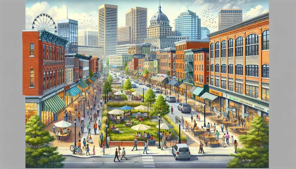 A vibrant street scene in South Baltimore