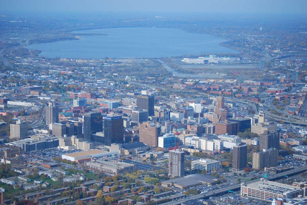 A vibrant street scene in Syracuse