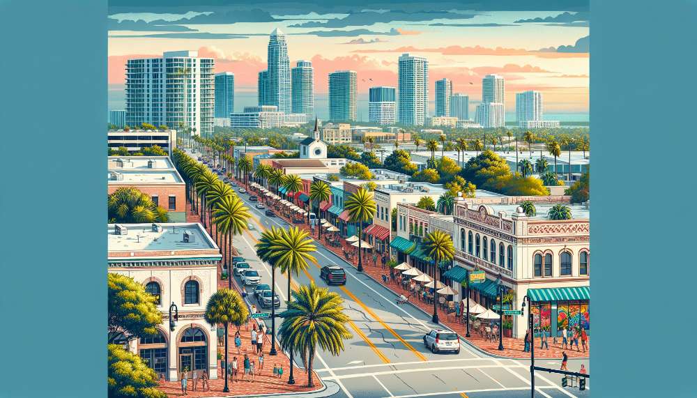 A vibrant street scene in Sunrise