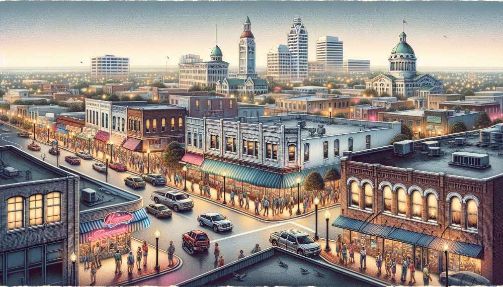 A vibrant street scene in Pensacola