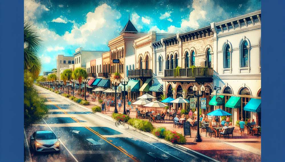 A vibrant street scene in Vero Beach