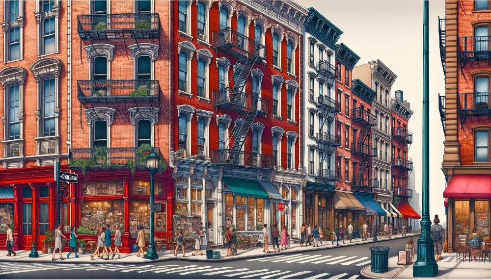 A vibrant street scene in Nolita