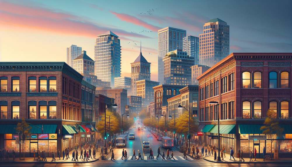 A vibrant street scene in Tacoma