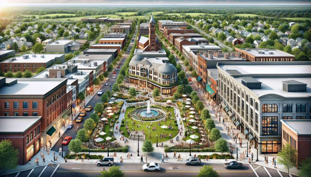 A vibrant street scene in Cuyahoga Falls