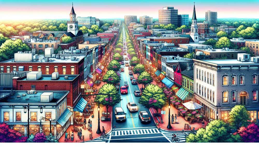 A vibrant street scene in Greenville