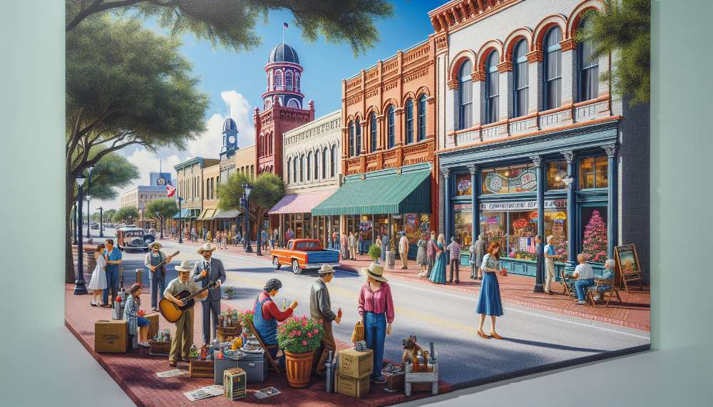 A vibrant street scene in Sherman