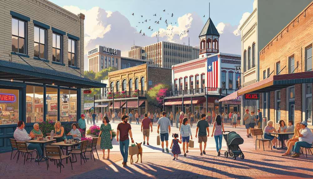 A vibrant street scene in Helotes