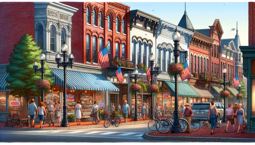 A vibrant street scene in Huntington