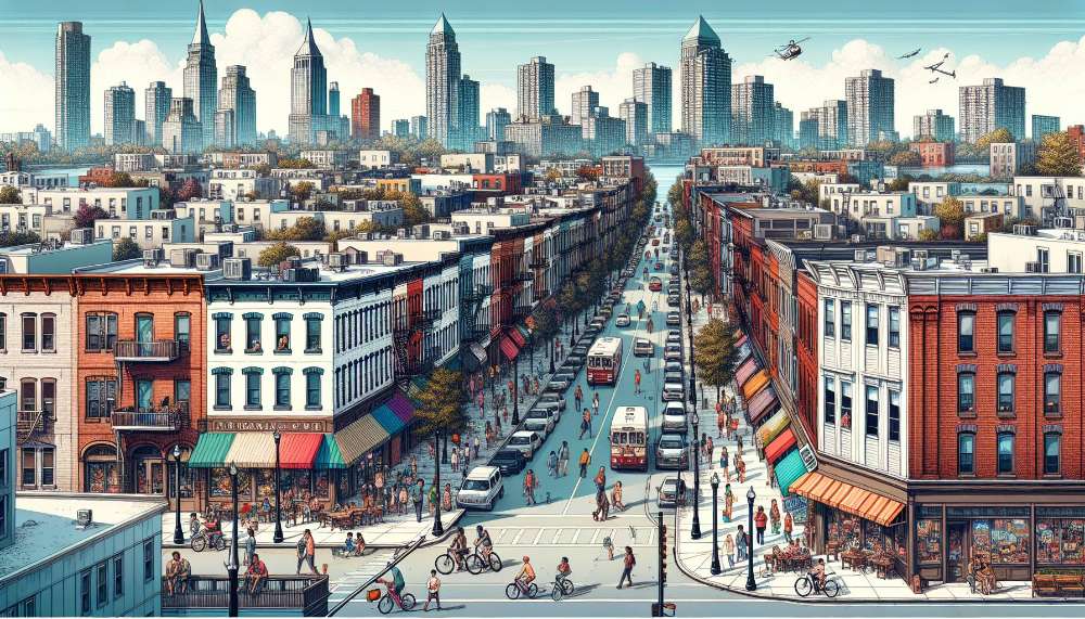 A vibrant street scene in West Side