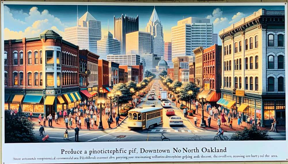 A vibrant street scene in North Oakland