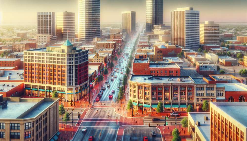 A vibrant street scene in Central Oklahoma City