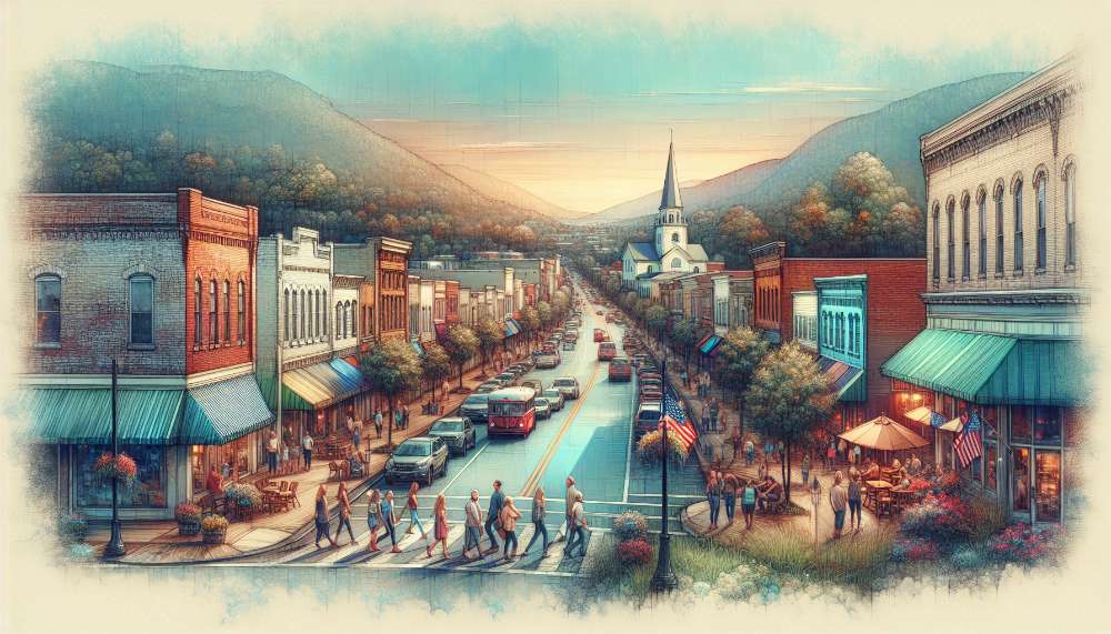 A vibrant street scene in Maysville