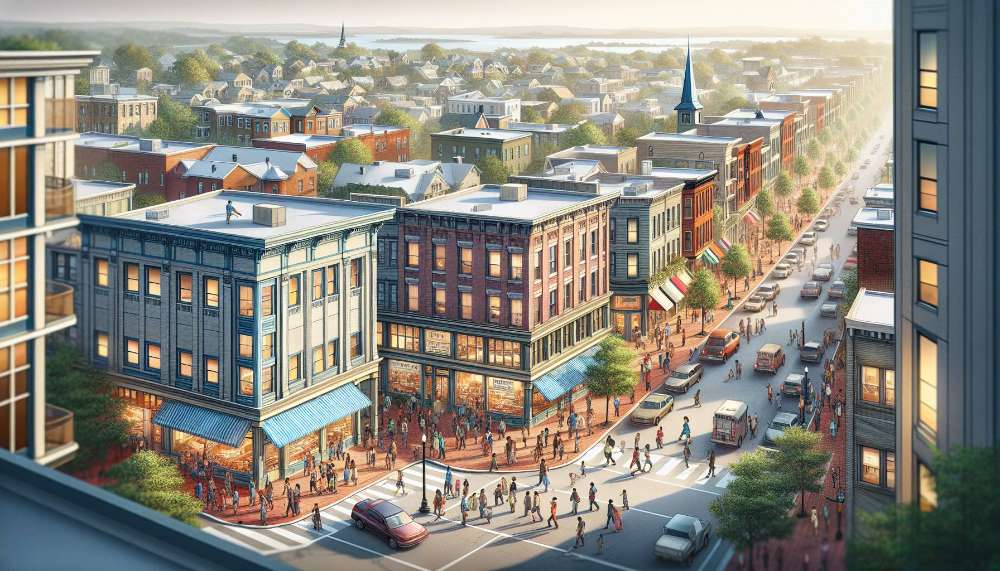 A vibrant street scene in Sixteenth Street Heights