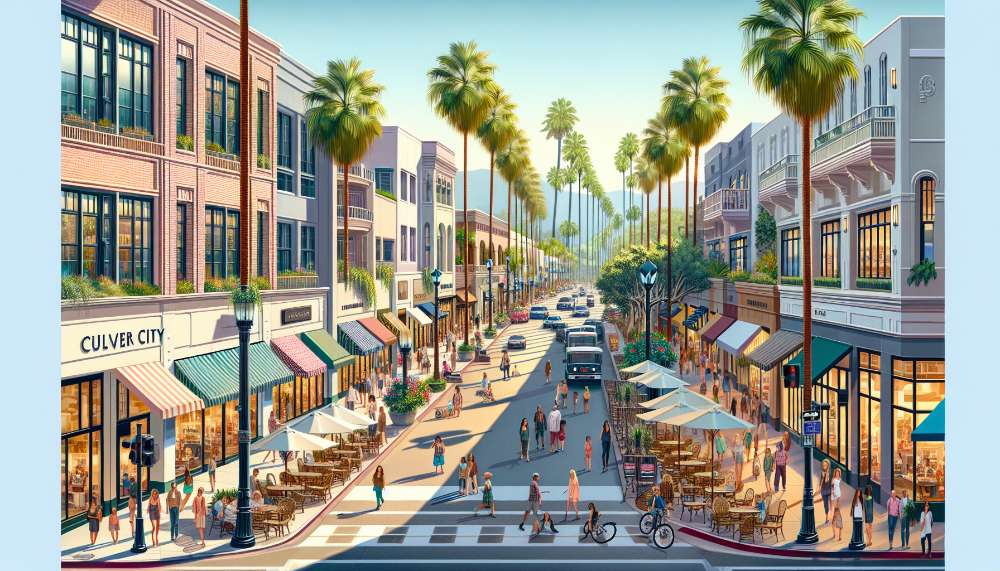 A vibrant street scene in Culver City