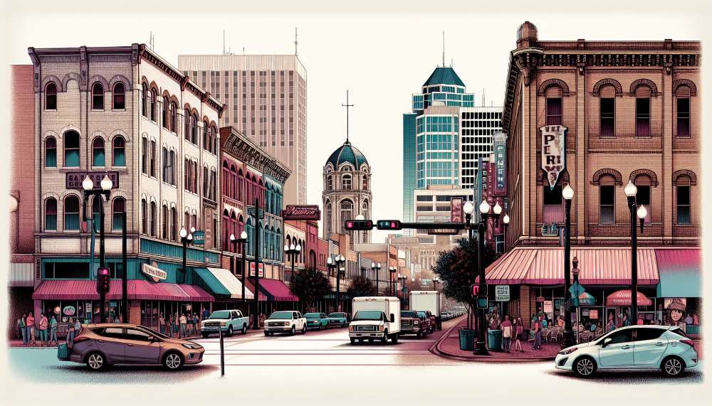 A vibrant street scene in Pharr