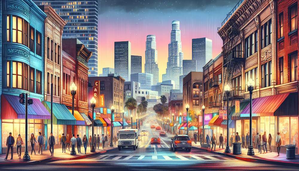 A vibrant street scene in Melrose