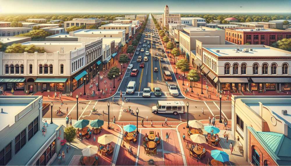 A vibrant street scene in Kissimmee