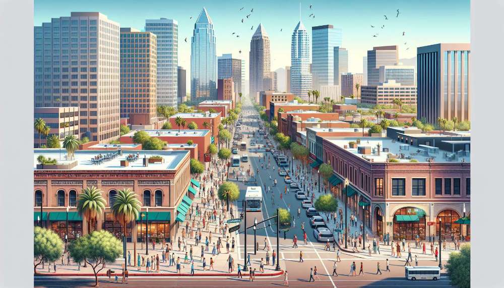 A vibrant street scene in Midtown