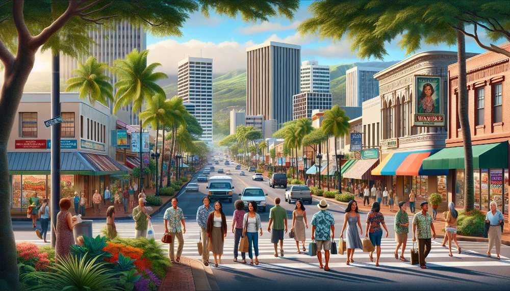 A vibrant street scene in Wahiawa