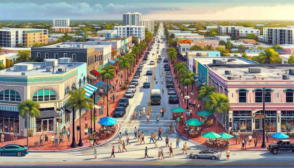 A vibrant street scene in Wilton Manors