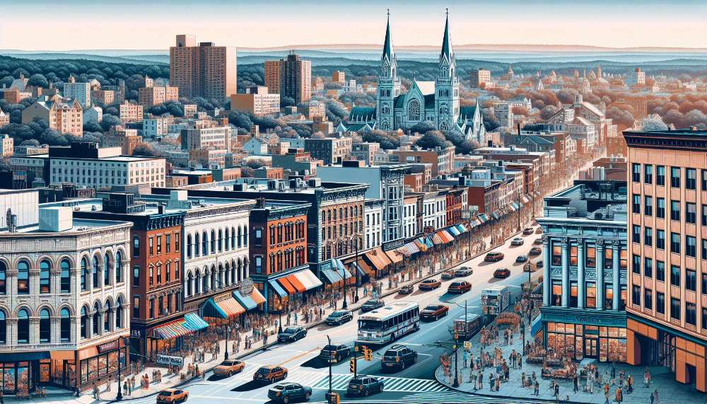 A vibrant street scene in Yonkers