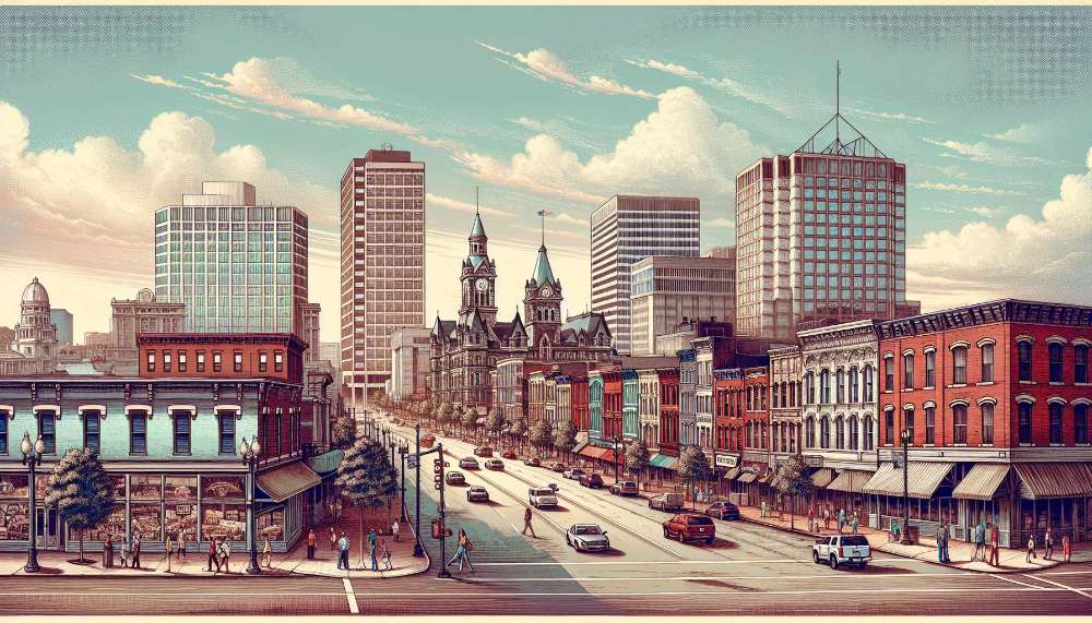 A vibrant street scene in Louisville