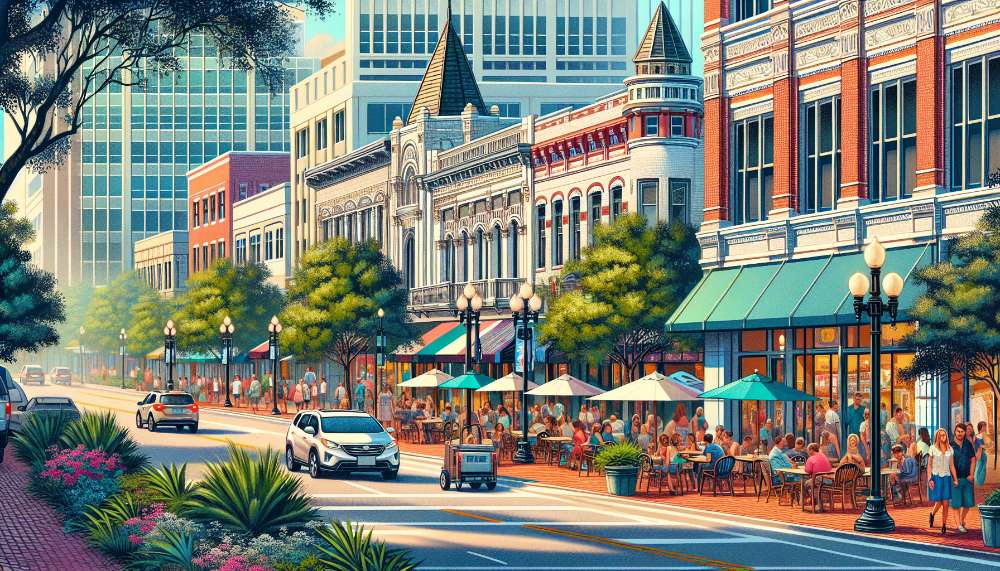 A vibrant street scene in Davenport