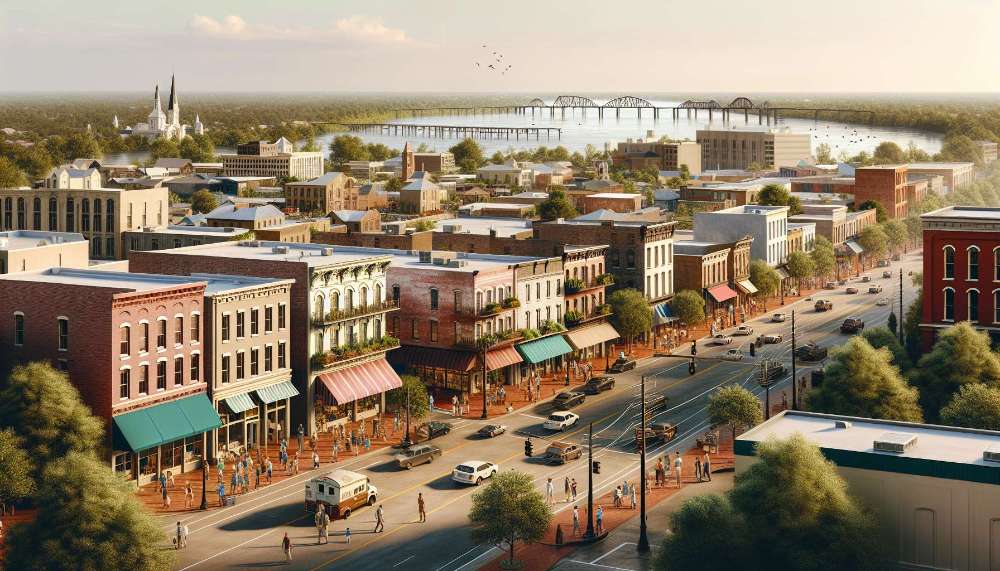 A vibrant street scene in Baton Rouge