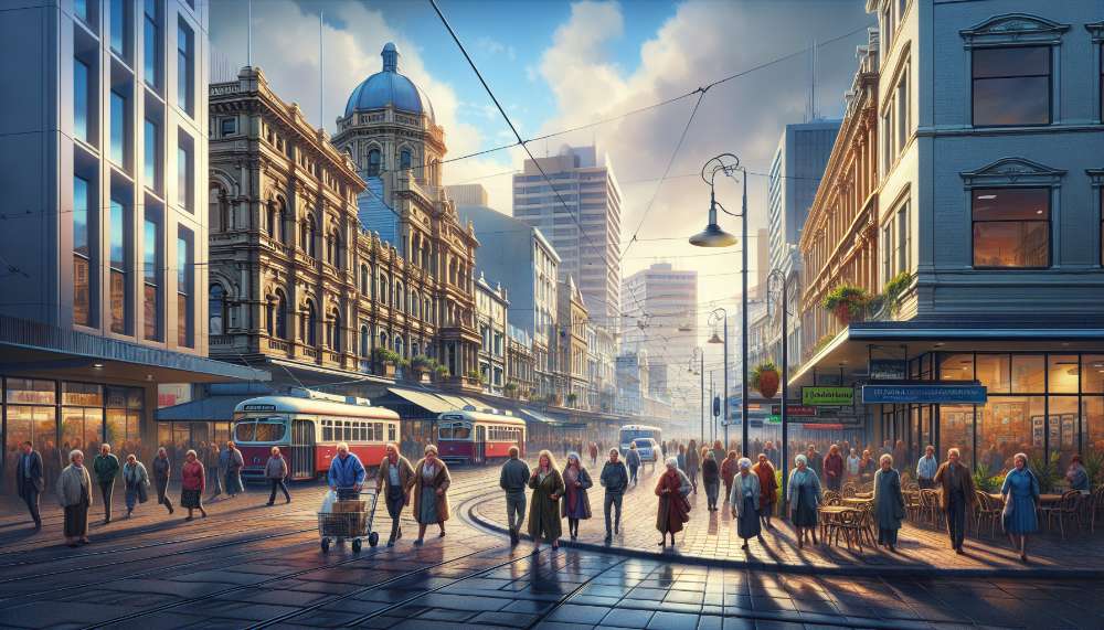 A vibrant street scene in Hobart