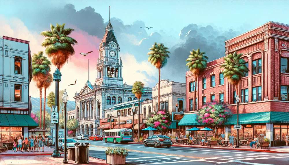 A vibrant street scene in Hemet