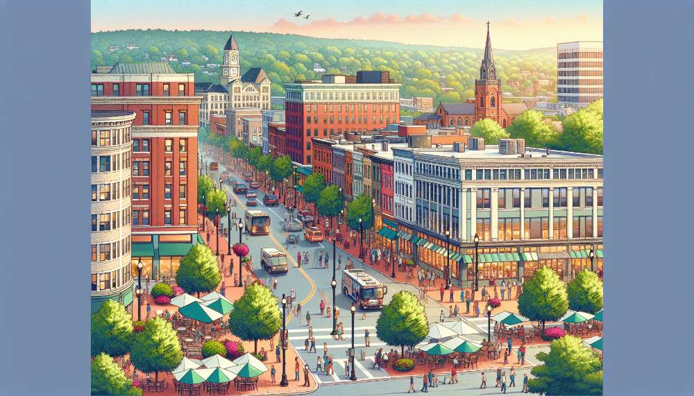 A vibrant street scene in West Hartford