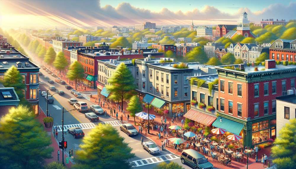 A vibrant street scene in Eagle Hill