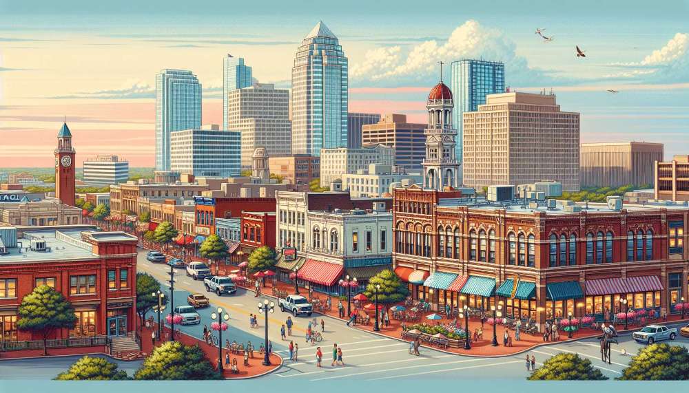 A vibrant street scene in Fort Worth