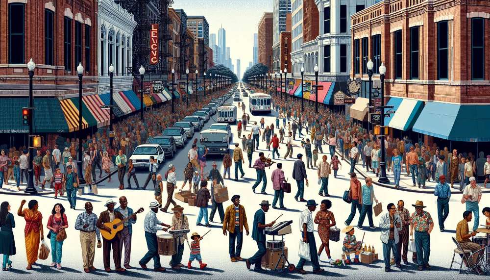 A vibrant street scene in Near West Side