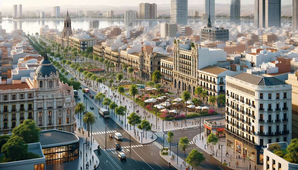 A vibrant street scene in Valencia