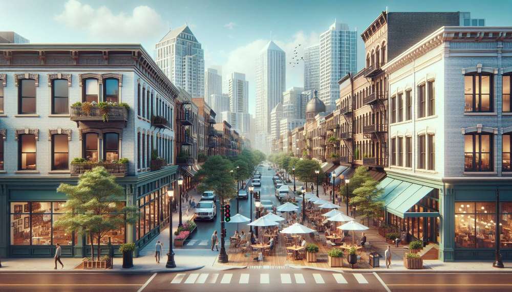 A vibrant street scene in Lake View