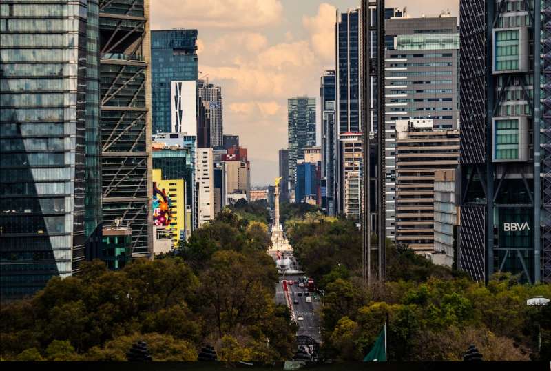 A vibrant street scene in Cuauhtemoc