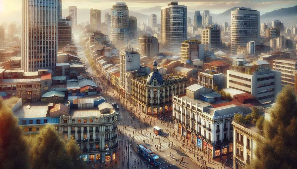 A vibrant street scene in Chile